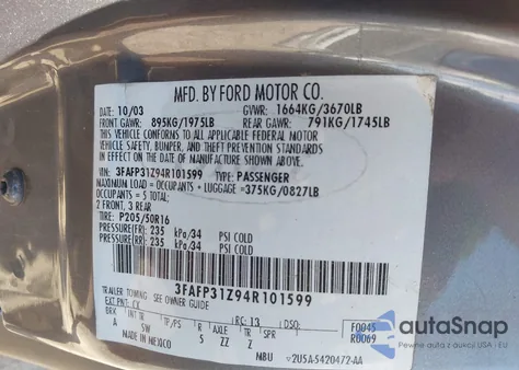 2004 Ford Focus Zx3 z USA, uszkodzony, nr VIN 3FAFP31Z94R101599